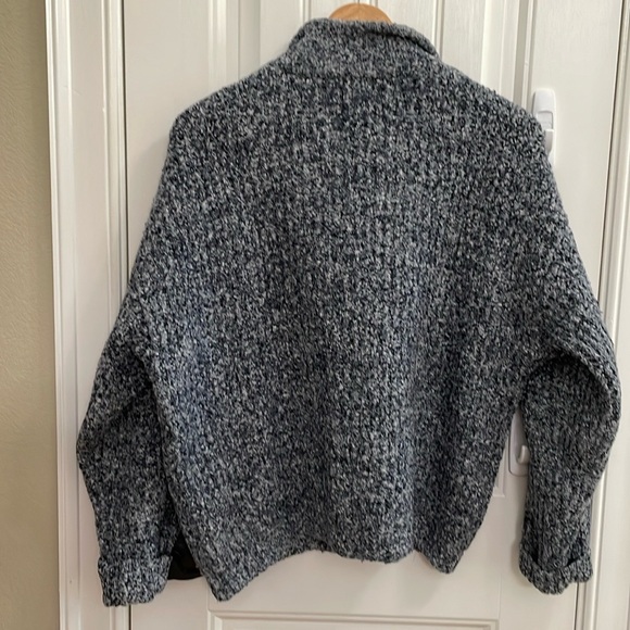 💙URBAN OUTFITTERS oversized heathered blue chunky knit  quarter zip sweater.  M - Picture 4 of 6